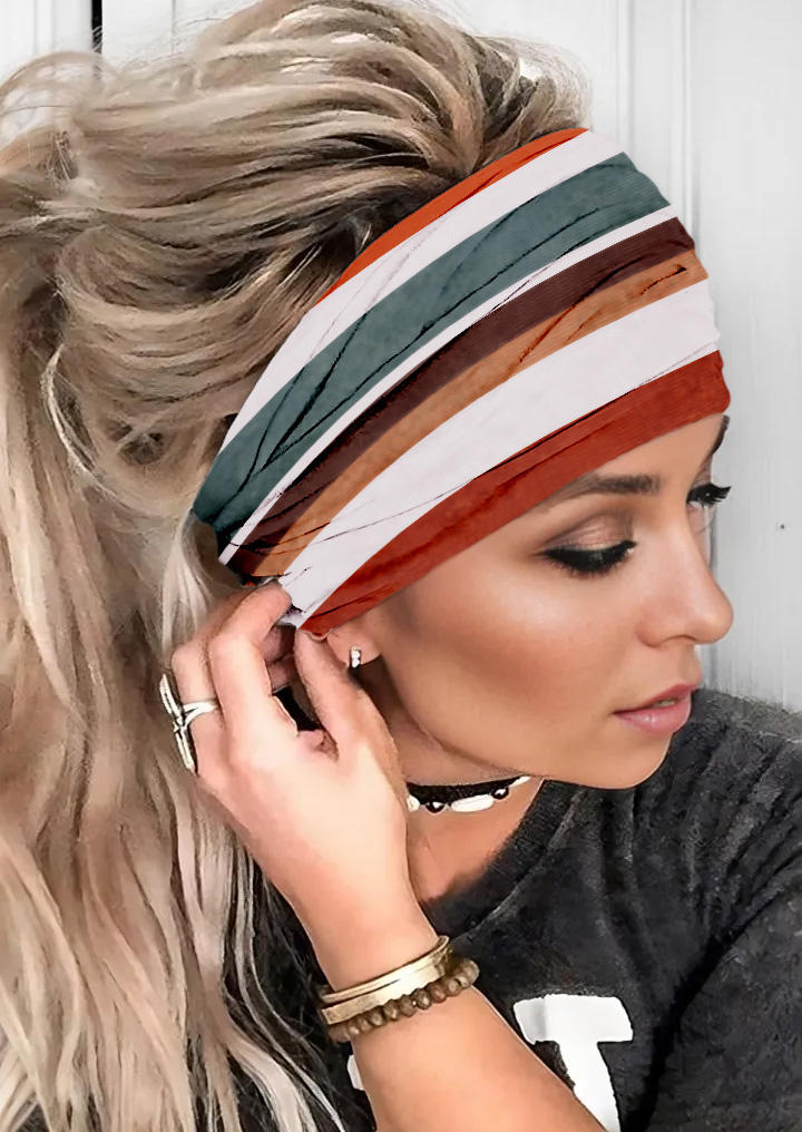 Color Block Striped Yoga Wide Headband