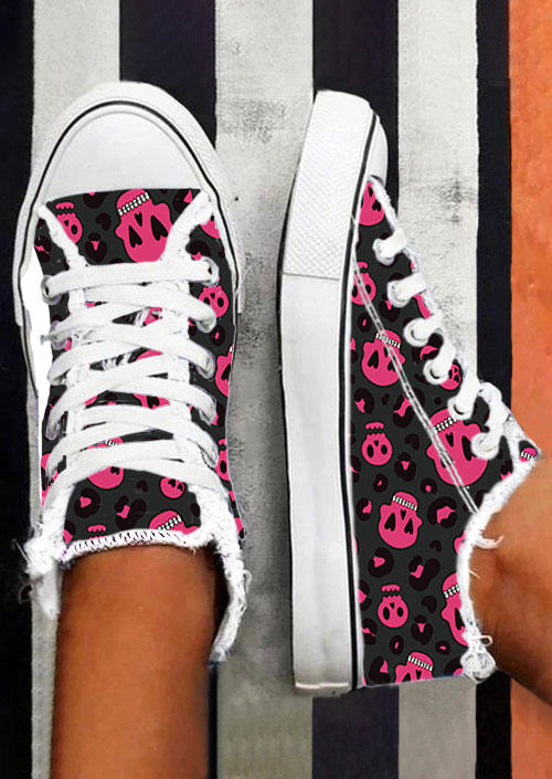 

Sneakers Halloween Skull Leopard Love Heart Flat Sneakers in Multicolor. Size: ,38,39,40,41