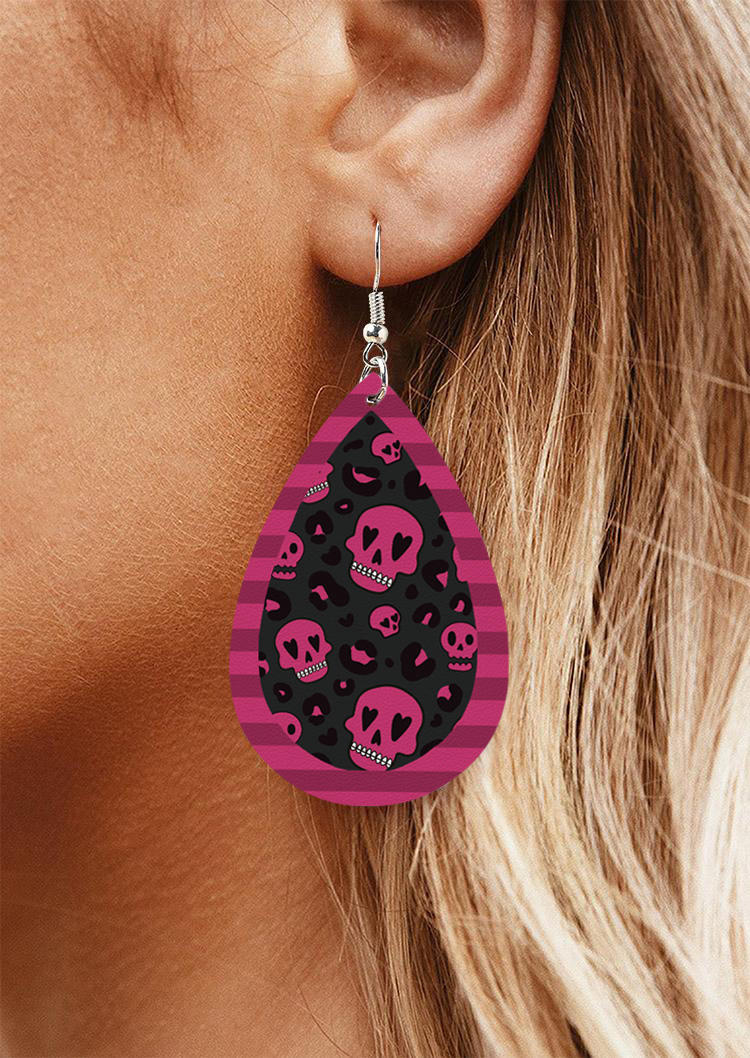 

Earrings Halloween Skull Leopard Love Heart Striped Water Drop Earrings in Multicolor. Size