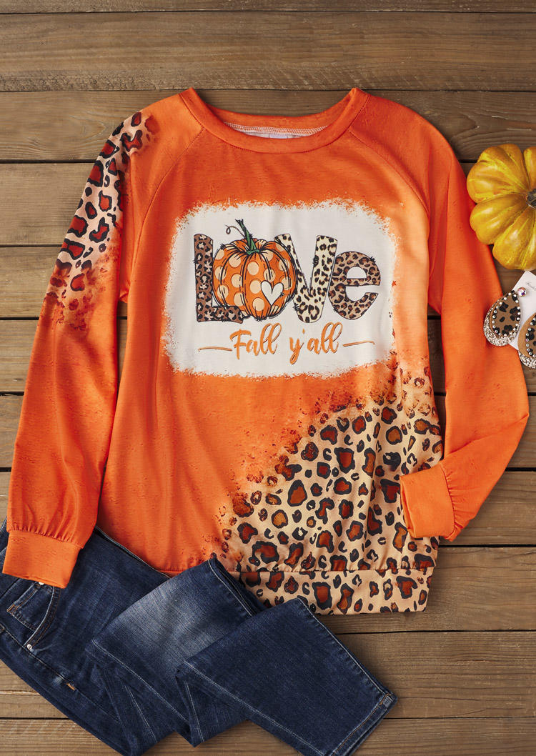 

Sweatshirts Love Fall Y'all Pumpkin Leopard Sweatshirt in Multicolor. Size: L,M,,XL