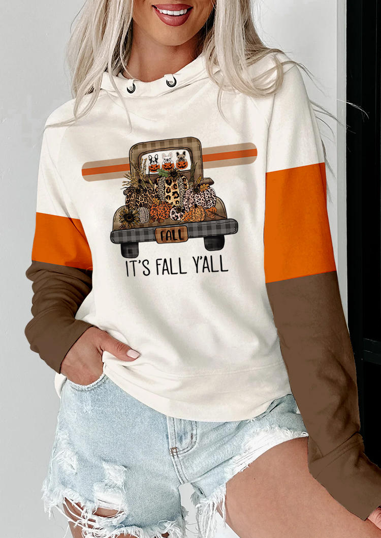 

Hoodies It' Fall Y'all Leopard Plaid Pumpkin Sunflower Hoodie in White. Size: L,M,,XL