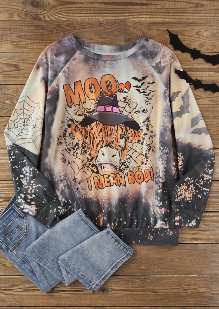 

Sweatshirts Halloween Moo I Mean Boo Highland Cattle Bat Sweatshirt in Multicolor. Size: ,XL