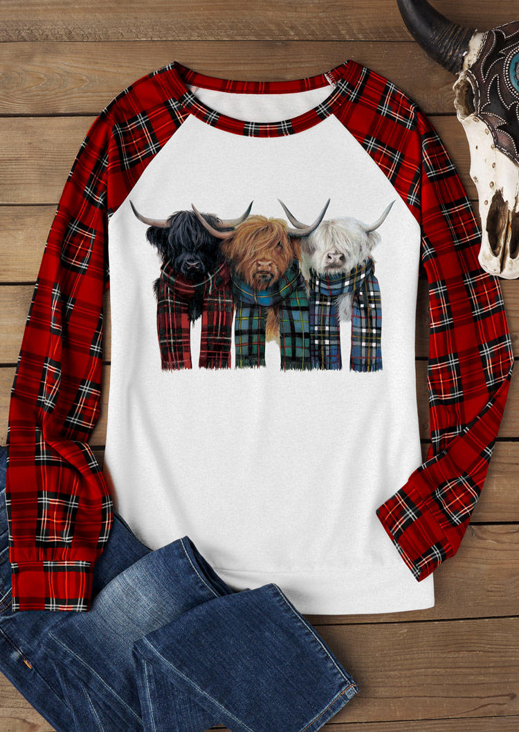 

Sweatshirts Highland Cattle Buffalo Plaid Pullover Sweatshirt in White. Size: L,M,,XL