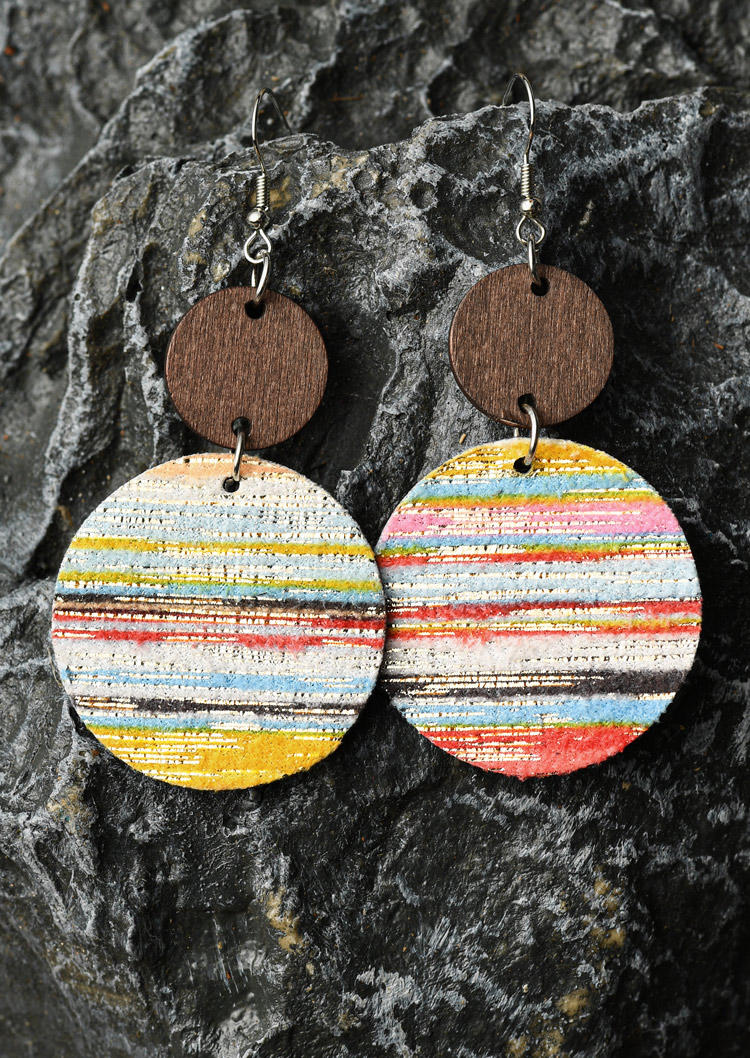 

Earrings Colorful Striped PU Leather Earrings in Multicolor. Size