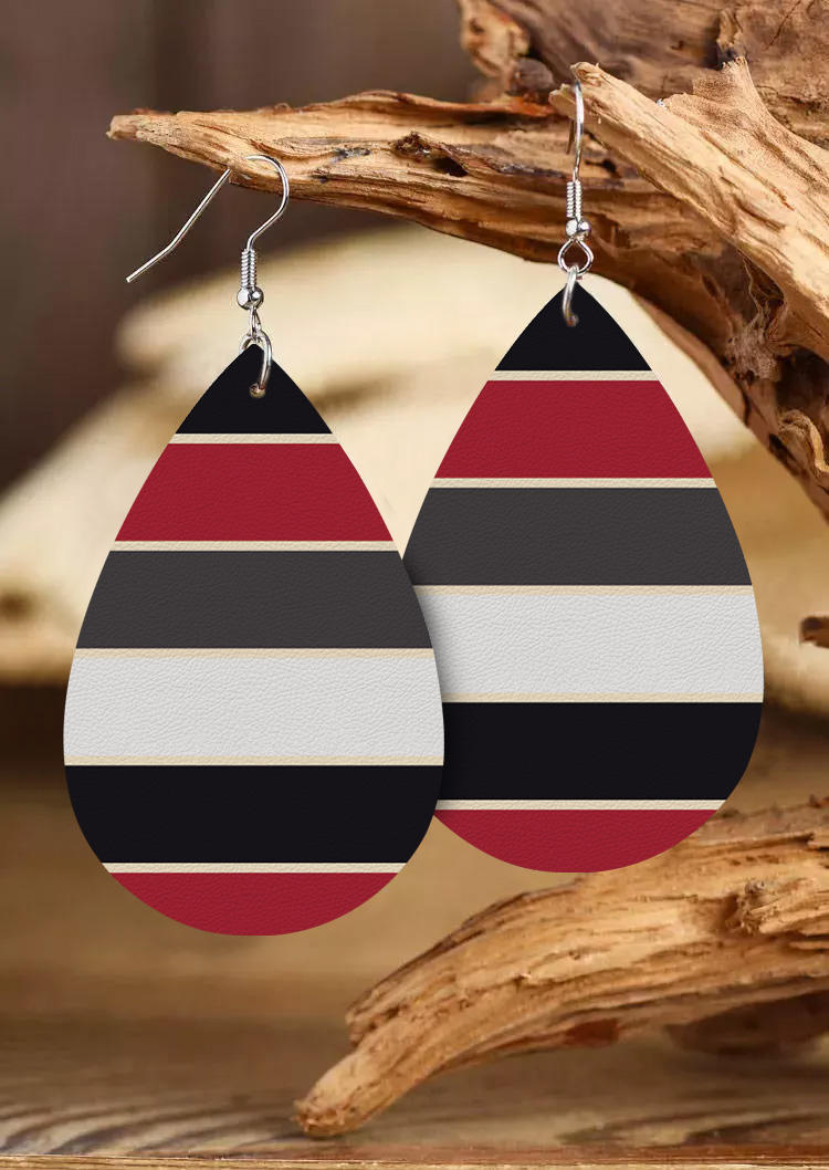 Striped Color Block Water Drop Earrings