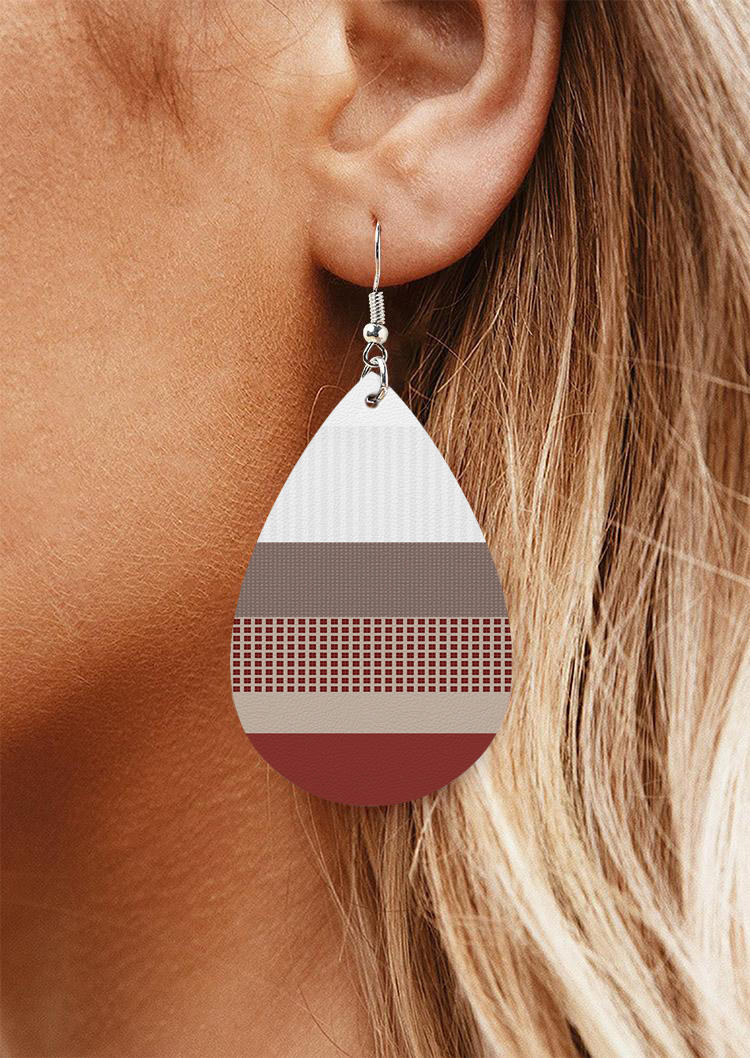 

Earrings Vertical Striped Color Block PU Leather Earrings in Multicolor. Size