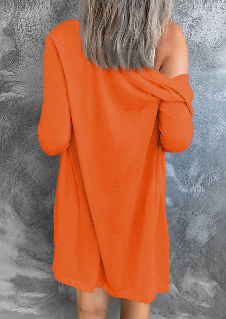

Cardigans Crochet Button Lace Sleeve Cardigan in Orange. Size: L,M,,XL