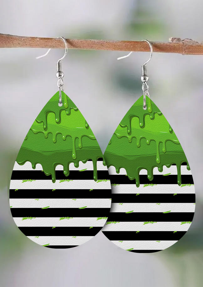 Color Block Striped PU Leather Earrings