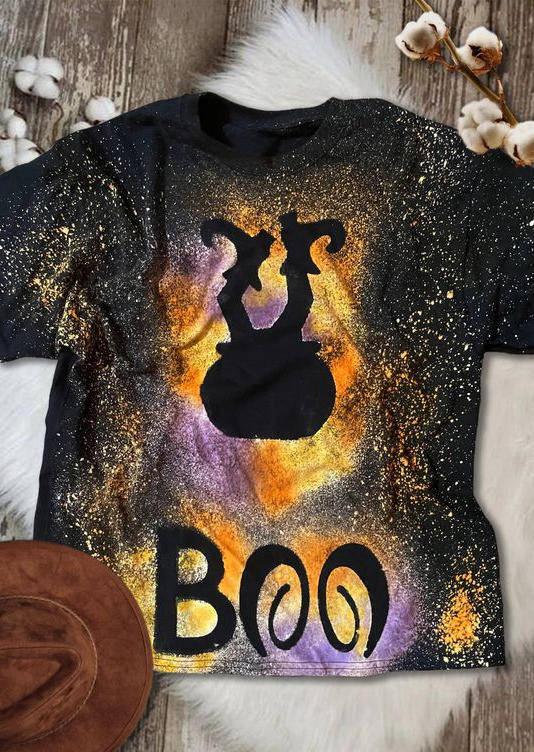 

T-shirts Tees Halloween Boo Witch Tie Dye T-Shirt Tee in Black. Size: L,M,,XL