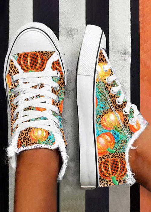 

Sneakers Autumn Essentials Pumpkin Leopard Plaid Frayed Sneakers in Multicolor. Size: ,38,39,40,41