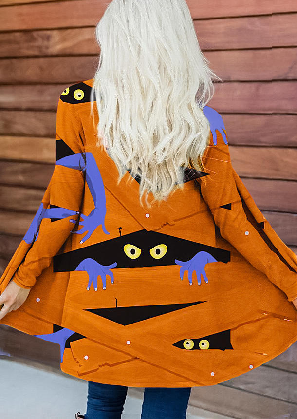 

Cardigans Halloween Peeping Eyes Spider Web Cardigan in Orange. Size: L,M,,XL