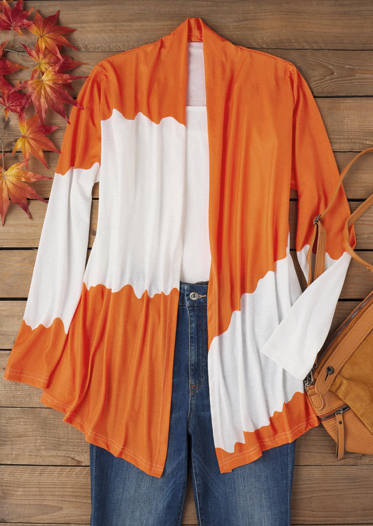 

Cardigans Tis The Season Pumpkin Soccer Maple Leaf Color Block Cardigan in Multicolor. Size: L,M