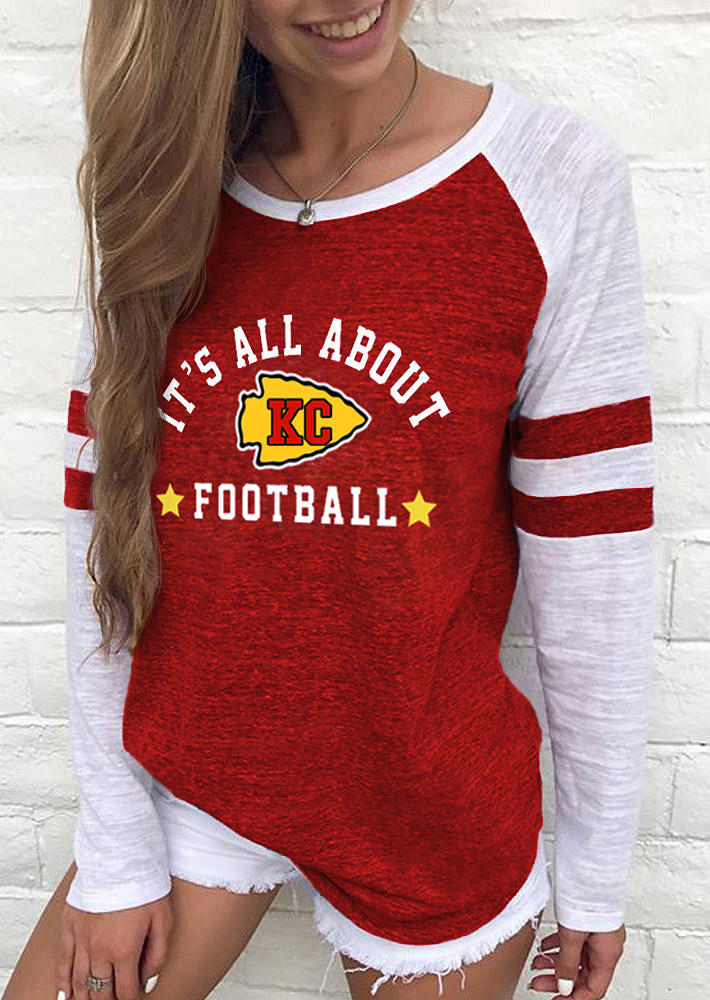 It's All About Football Soccer Raglan Sleeve T-Shirt Tee - Red