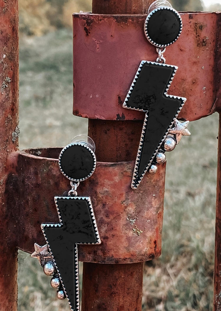 

Earrings Star Lightning Geometric Alloy Earrings in Black. Size