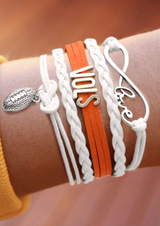 

Bracelet Love Vols Football Multi-Layered Braided Bracelet in Orange. Size