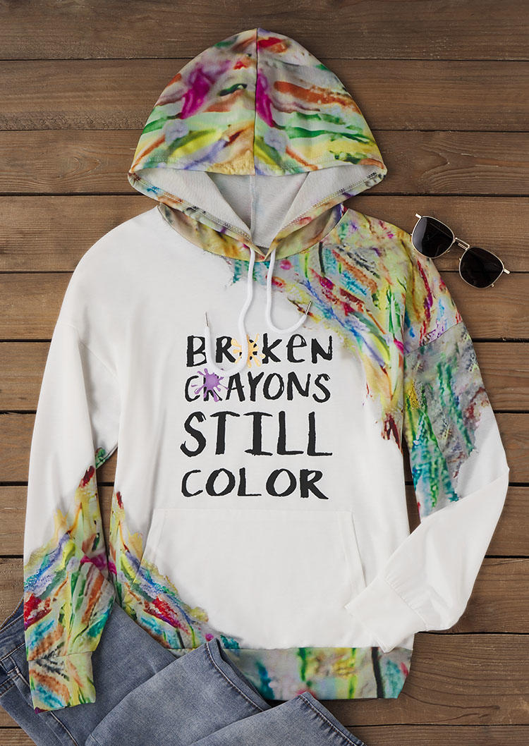 

Hoodies Colorful Crayons Kangaroo Pocket Hoodie in Multicolor. Size