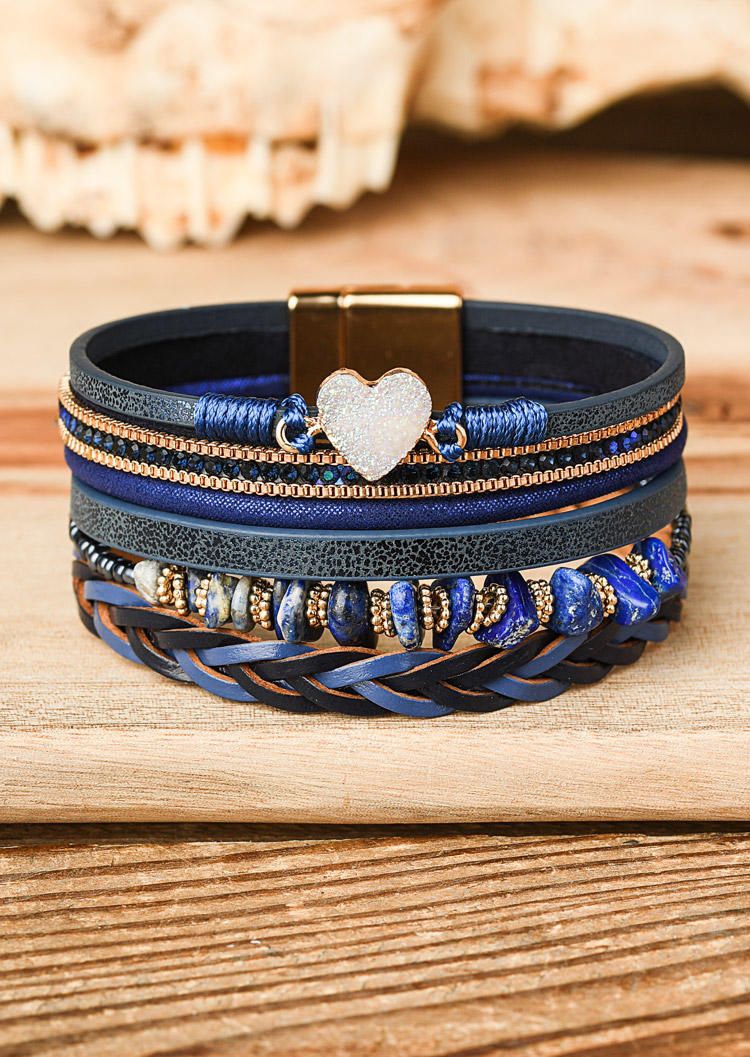 

Bracelet Heart Magnetic Buckle Bracelet in Blue. Size