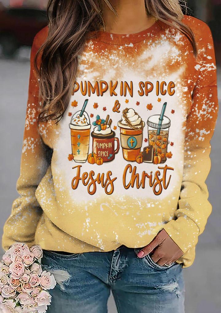 

Sweatshirts Pumpkin Spice Jesus Christ Maple Leaf Sweatshirt in Multicolor. Size: L,M