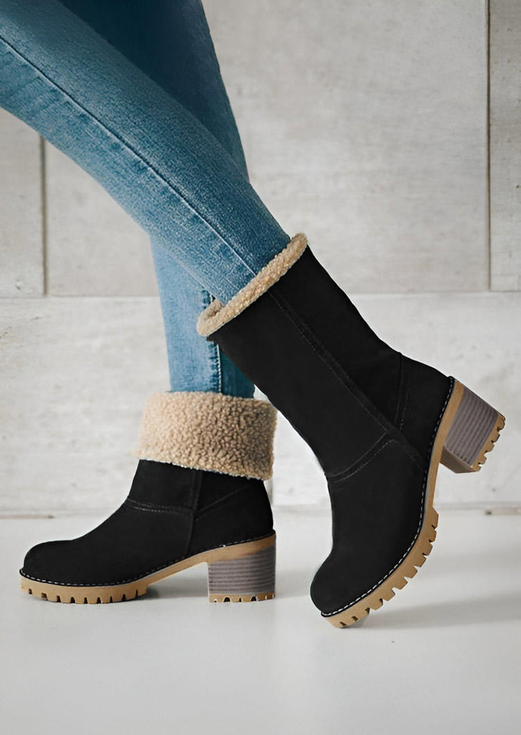 

Boots Winter Cashmere Warm Low-Heeled Snow Boots in Black. Size: ,38,40