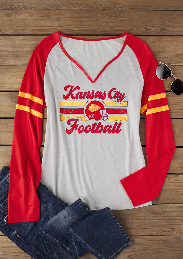 

T-shirts Tees Football Soccer Striped Raglan Sleeve T-Shirt Tee in Multicolor. Size