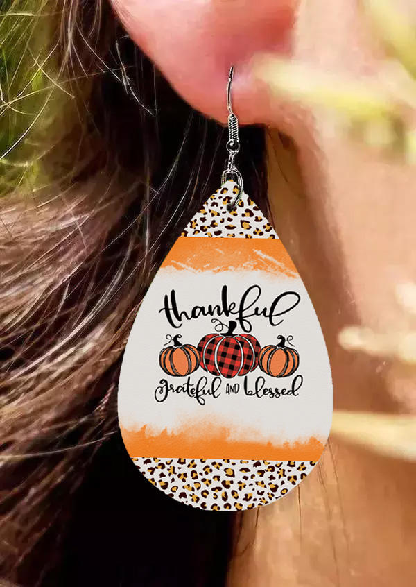 

Earrings Thanksgiving Thankful Grateful And Blessed Plaid Earrings in Multicolor. Size