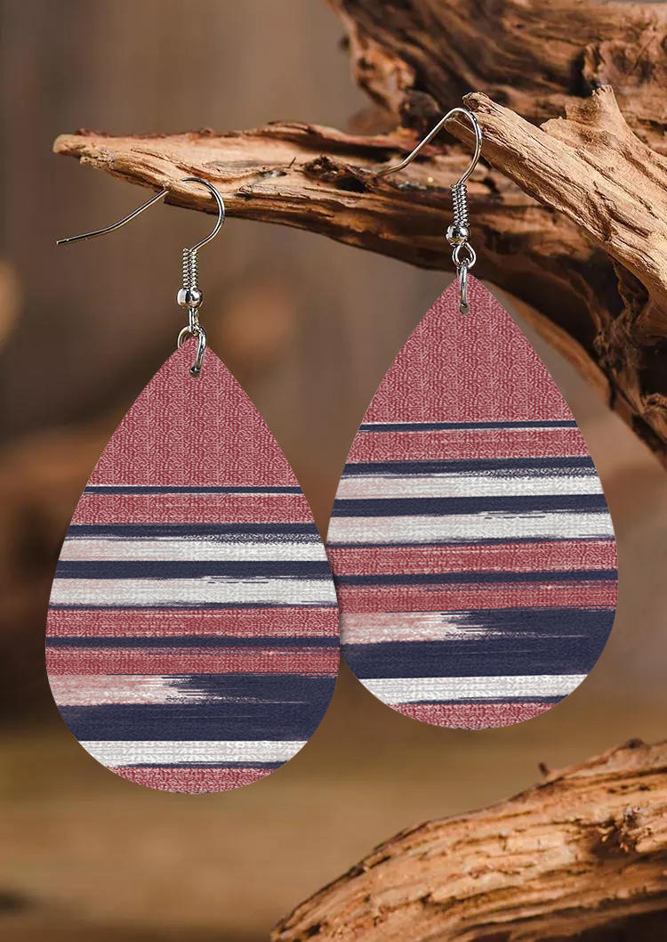 

Earrings Striped PU Leather Water Drop Earrings in Multicolor. Size