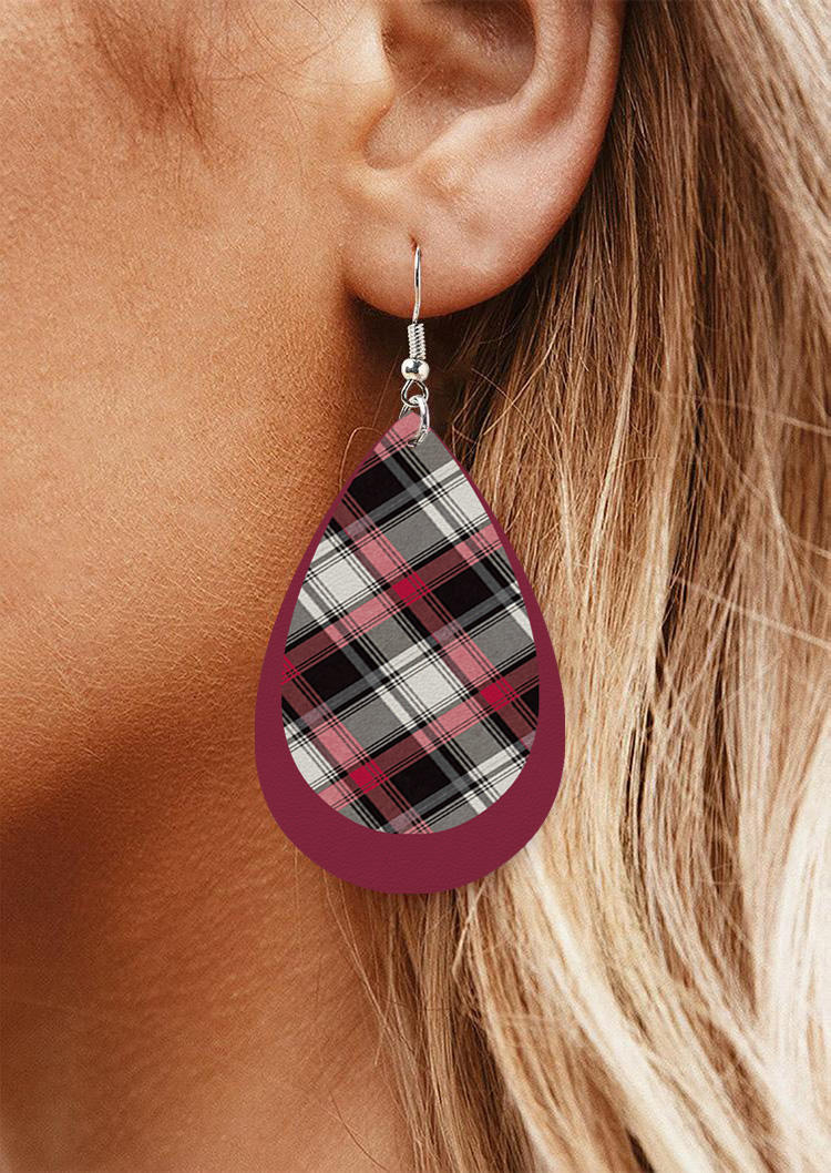 

Earrings Plaid Leather Dual-Layered Earrings in Multicolor. Size