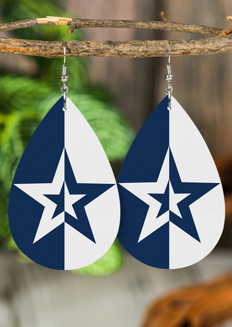 Soccer Football Star Color-Blocked Leather Hook Earrings