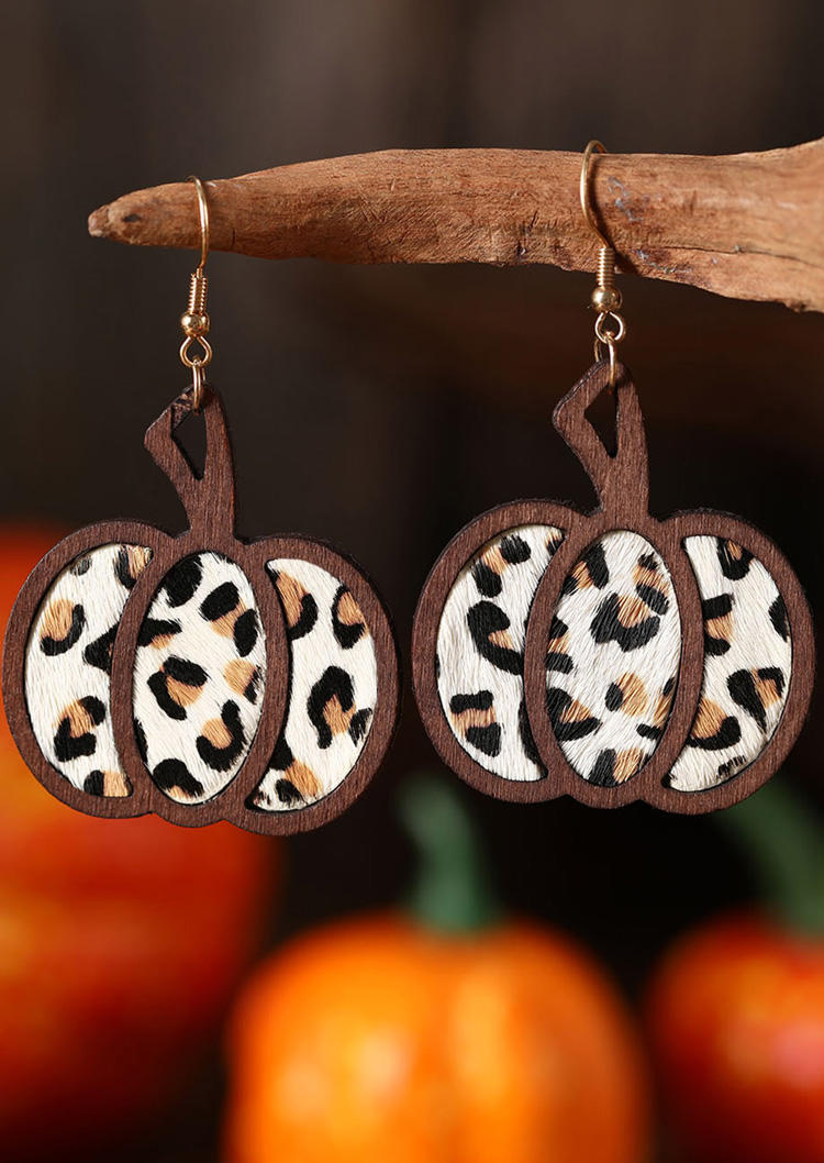 Classic Leopard Cow Pumpkin Wooden Earrings