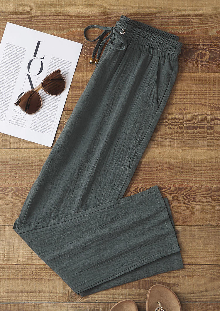 

Pants Plain Drawstring Pocket Pants - Dark Grey in Gray. Size