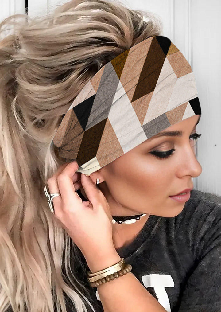 Color-Blocked Geometric Elastic Sports Wide Headband