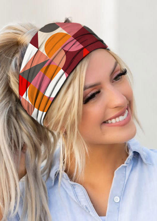 

Color-Blocked Geometric Elastic Sports Wide Headband in Multicolor. Size