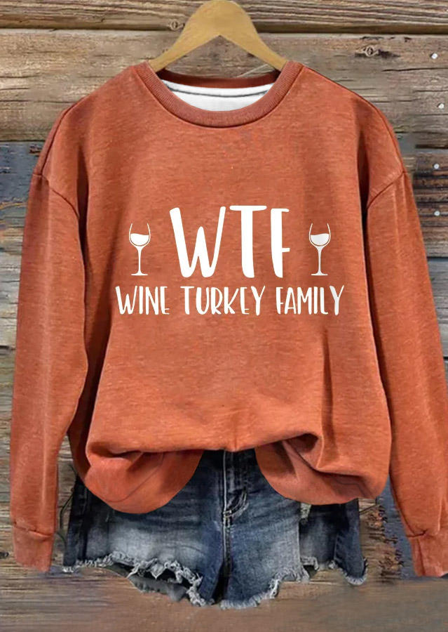 

Sweatshirts Thanksgiving Wine Turkey Family Sweatshirt in Orange. Size: 2XL,3XL,L,M,,XL