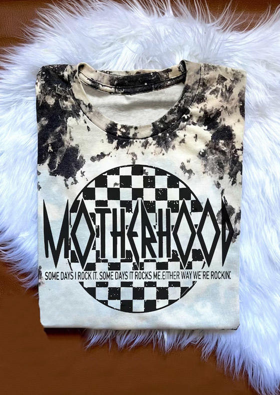 

T-shirts Tees Motherhood Rock Checkered Bleached T-Shirt Tee in Multicolor. Size: L,M,,XL