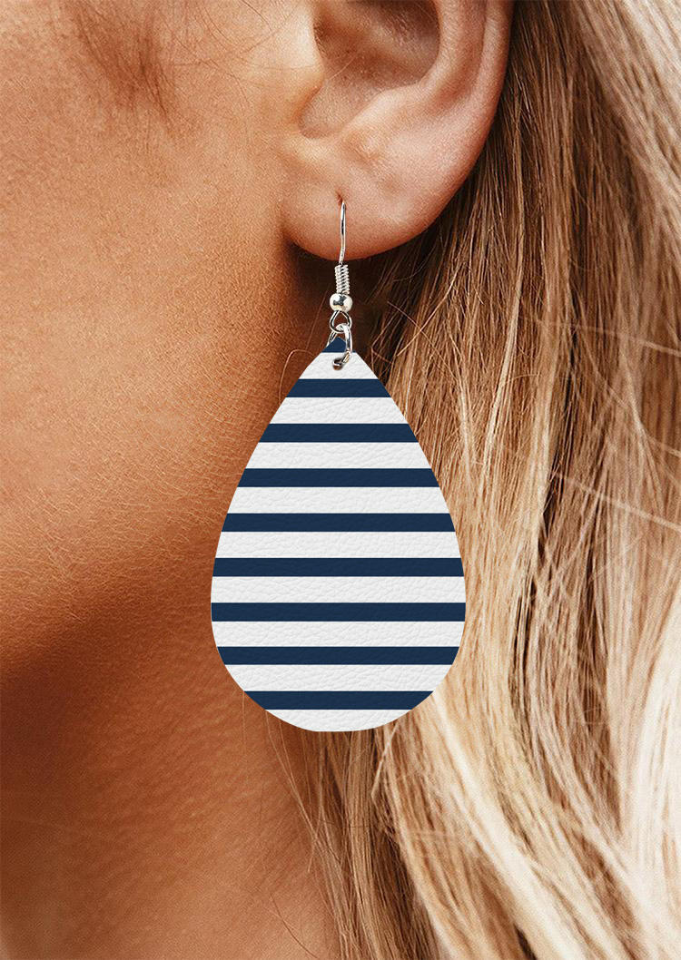 

Earrings Striped PU Leather Water Drop Earrings in Multicolor. Size