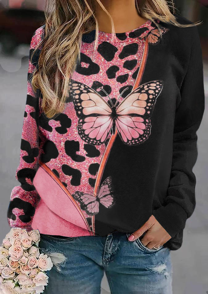 

Sweatshirts Leopard Butterfly Glitter Sweatshirt in Multicolor. Size: L,M,,XL