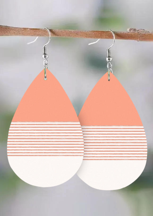 

Earrings Striped Color-Blocked Water Drop Earrings in Multicolor. Size