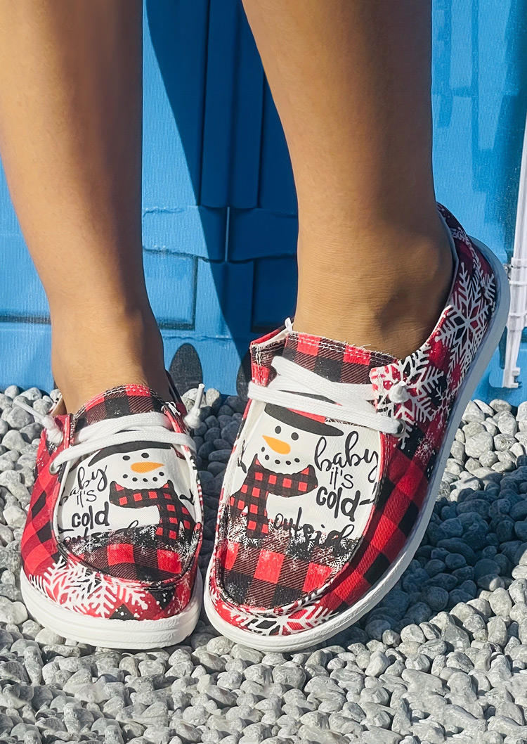 

Sneakers Christmas Baby It's Cold Outside Snowman Snowflake Plaid Sneakers in Multicolor. Size: ,38,39,40,41