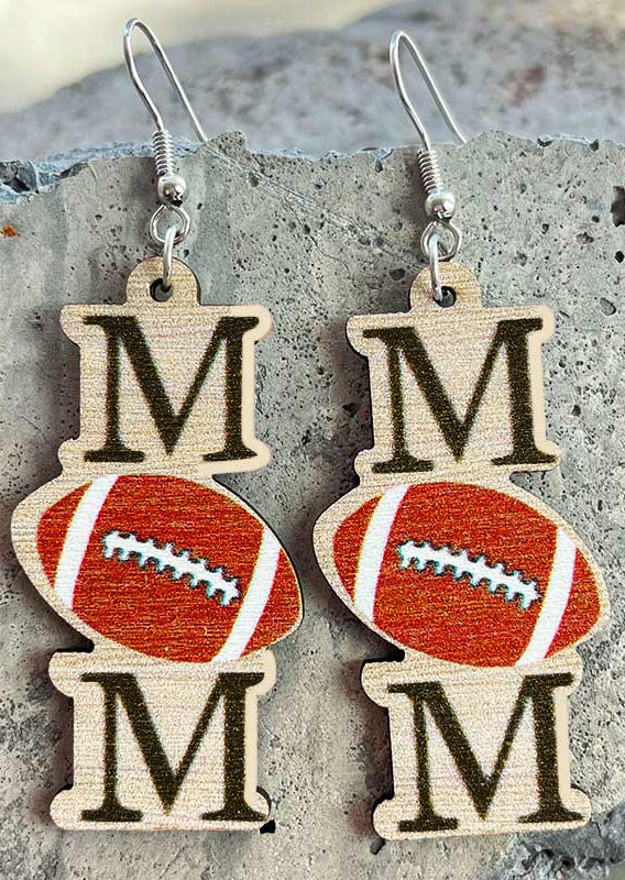 Mom Soccer Wooden Earrings
