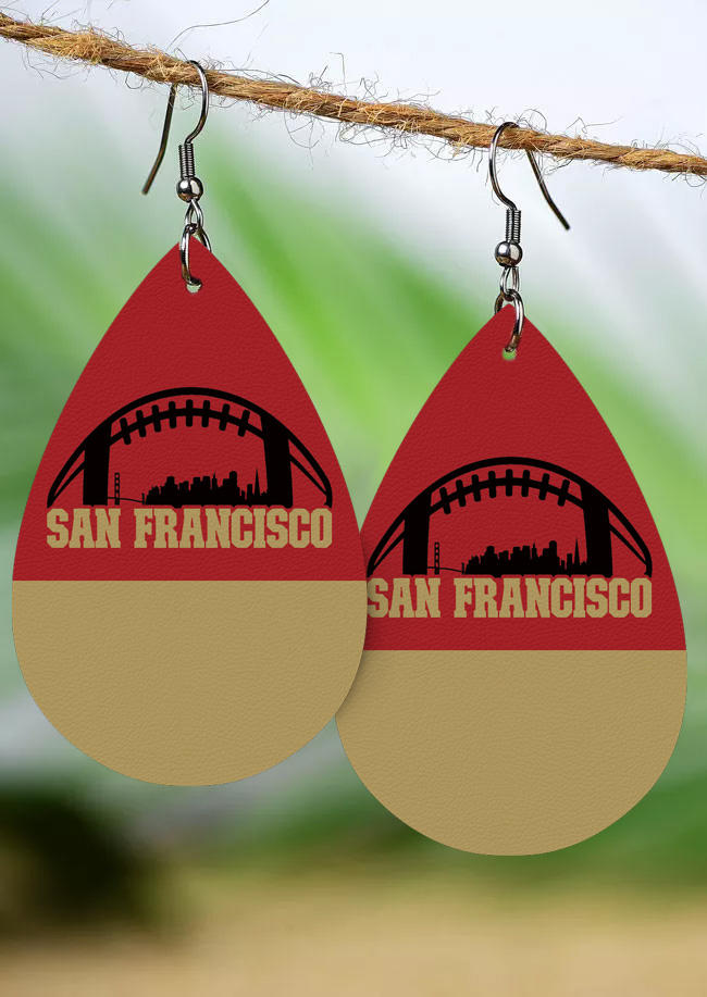 

Earrings San Francisco Football Soccer Color-Blocked Water Drop Earrings in Multicolor. Size