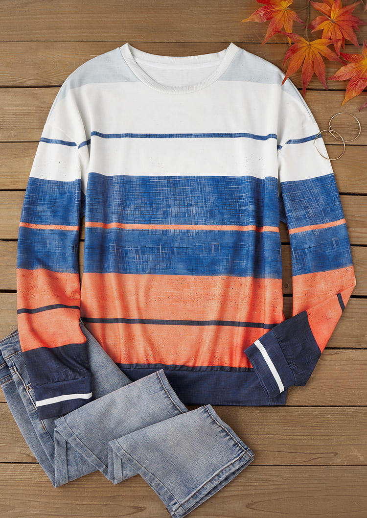 

Sweatshirts Color-Blocked Striped O-Neck Sweatshirt in Multicolor. Size: L,M,,XL