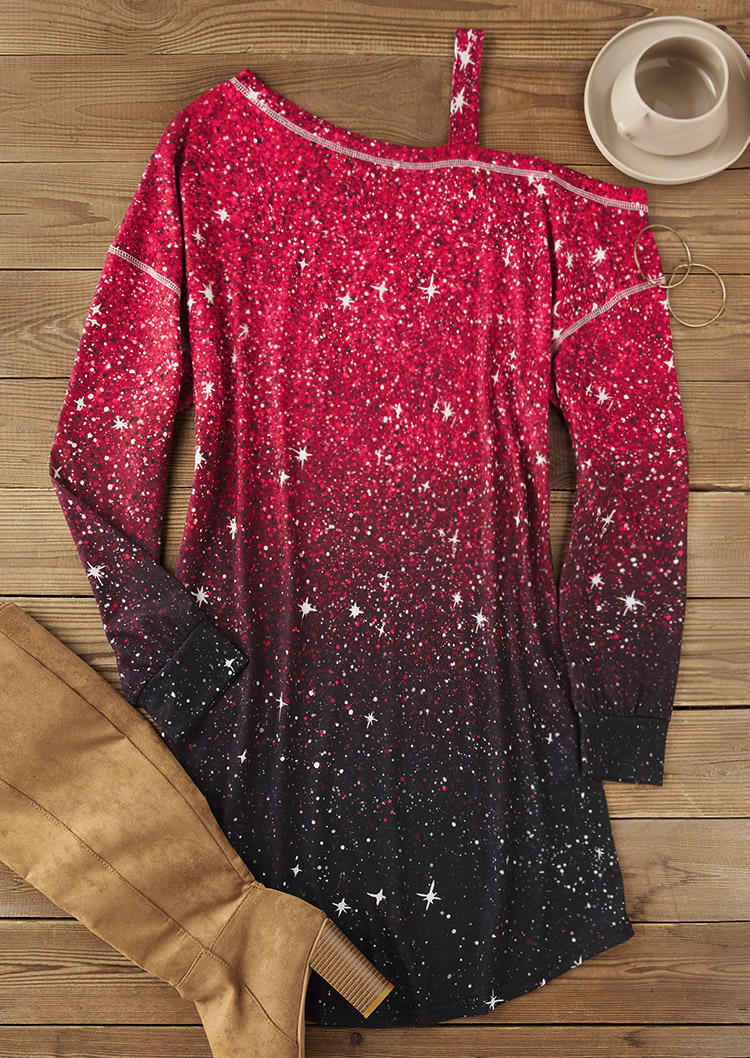 

Mini Dresses Gradient GlitterOne Sided Cold Shoulder Mini Dress in Multicolor. Size: L,M,,XL