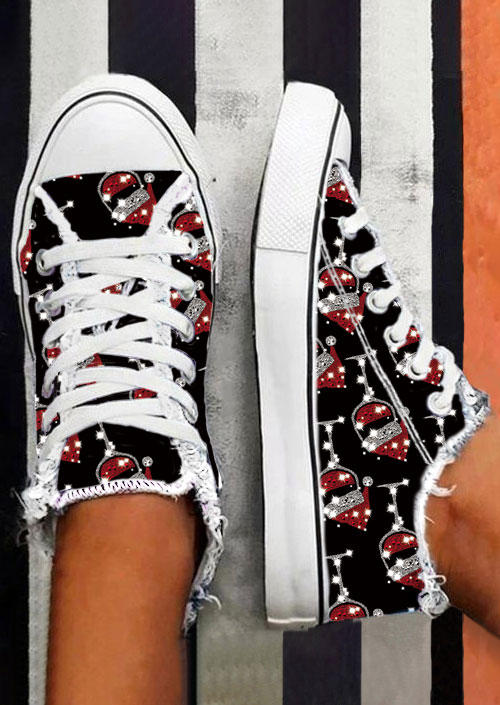 

Sneakers Christmas Wine Glass Glitter Frayed Sneakers in Black. Size: ,38,39,40,41