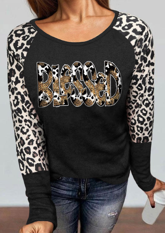 

Blouses Blessed Leopard Long Sleeve Blouse - Dark Grey in Gray. Size: M