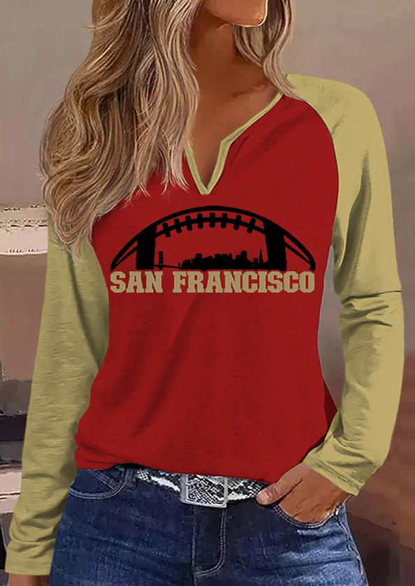 

T-shirts Tees Football Soccer Raglan Sleeve T-Shirt Tee in Red. Size: L,M,,XL