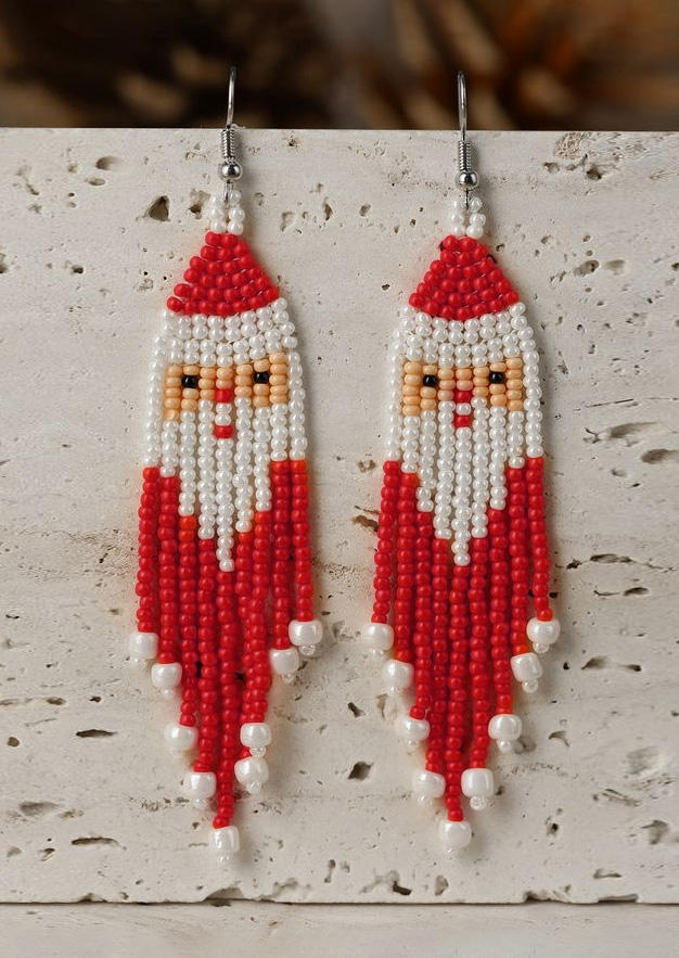 

Earrings Christmas Santa Claus Beading Earrings in Multicolor. Size