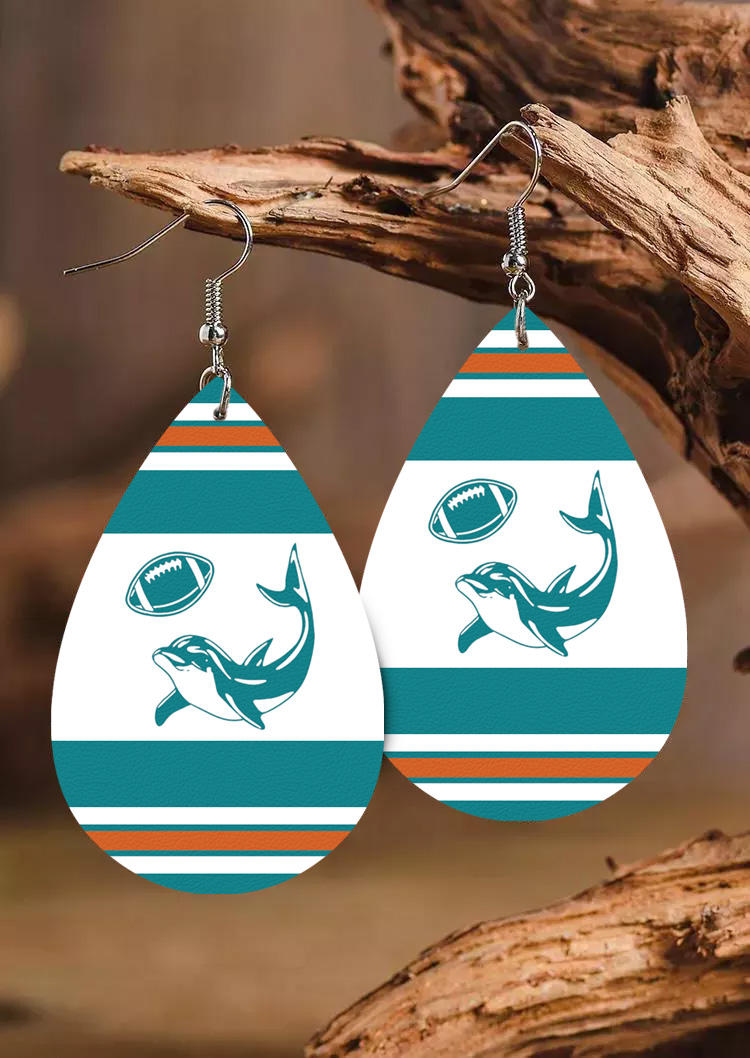 Football Soccer Dolphin Striped Water Drop Earrings