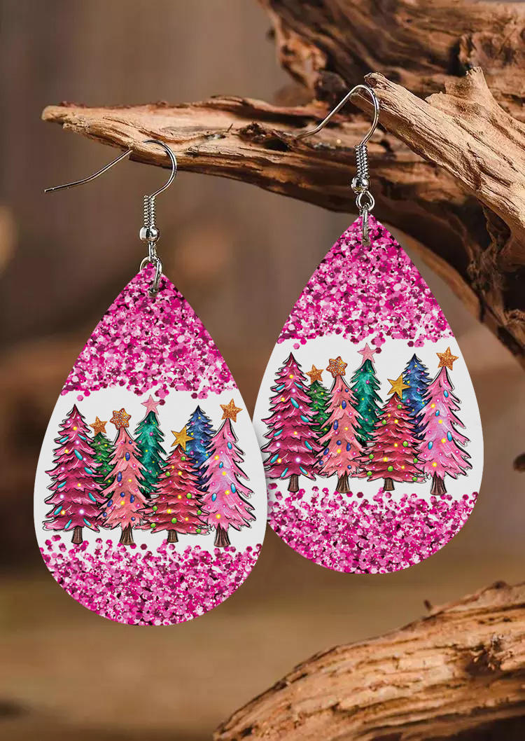 

Earrings Christmas Tree Star Glitter Water Drop Earrings in Multicolor. Size