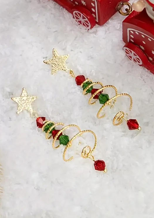 

Earrings Christmas Tree Star Alloy Earrings in Multicolor. Size