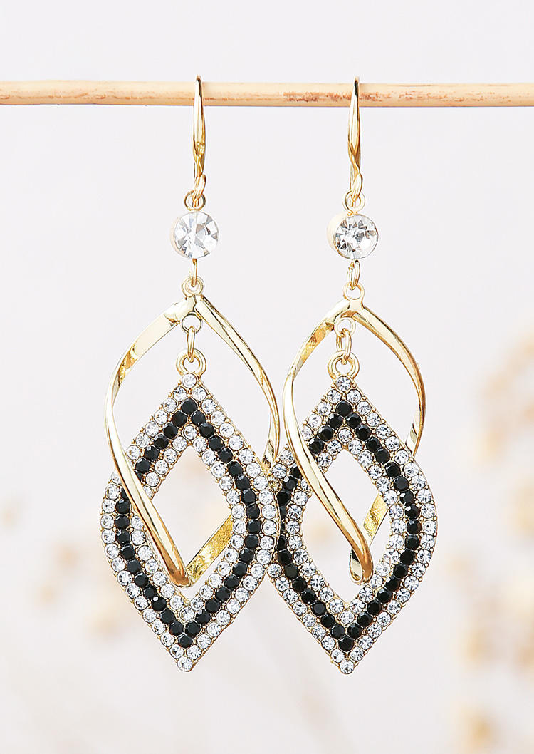 

Earrings Geometric Rhinestone Hollow Out Alloy Earrings in Multicolor. Size